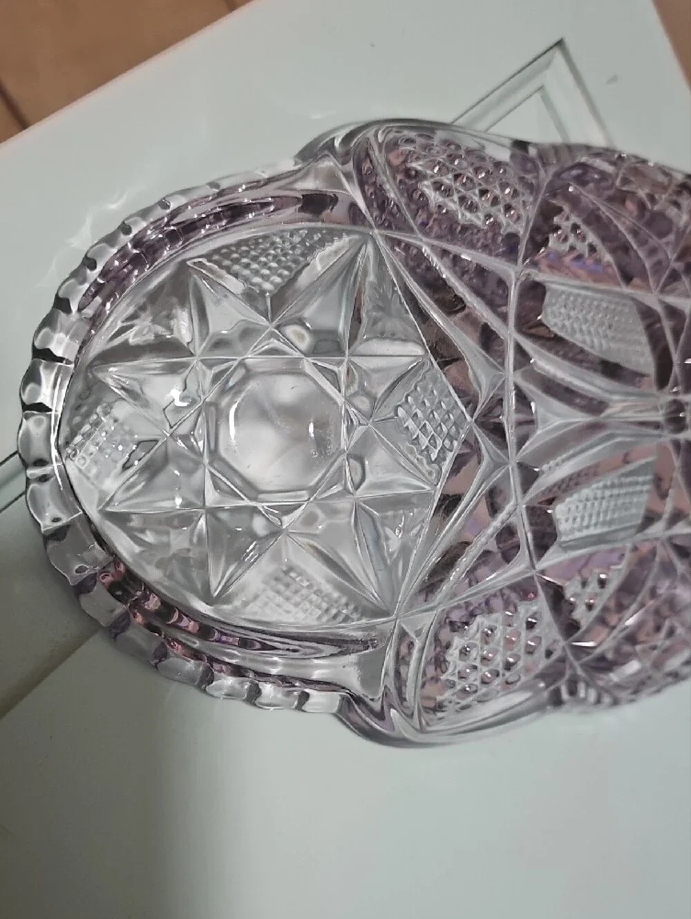 Pressed Glass Serving Tray in Light Purple
